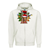 Oatmeal Heather longhorn Aztec Christmas Zipper Hoodie - CowhideDigitalArt