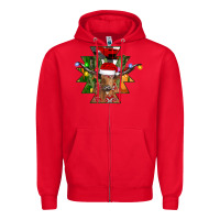 Red longhorn Aztec Christmas Zipper Hoodie - CowhideDigitalArt