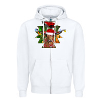 White longhorn Aztec Christmas Zipper Hoodie - CowhideDigitalArt