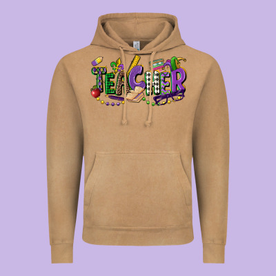 Teacher Mardi Gras Vintage Hoodie Designed By Cowgirlartshop