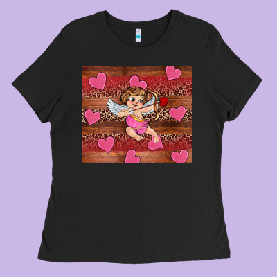 Valentine's Day Cupid Heart Ladies Tee Designed By Ranaportraitstore