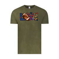 Vintage Olive Love Football team color red blue 4th of july Vintage Tee - HowdyJamesFarm