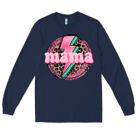 Navy Mama leopard background Mother's Day Long Sleeve Tee - CowGirlArtShop