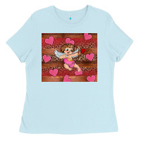 Baby Blue valentine's day cupid heart Ladies Tee - RanaPortraitStore
