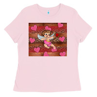 Bubblegum Pink valentine's day cupid heart Ladies Tee - RanaPortraitStore