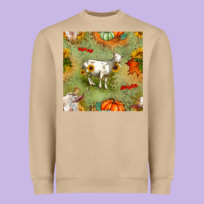 Fall Goats Seamless Pattern Heavyweight Sweatshirt Designed By Bundleandbundleshop