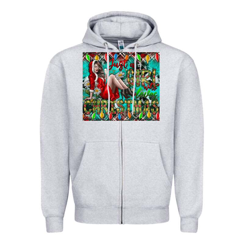 Just A Girl Who Loves Christmas Zipper Hoodie by CowhideDigitalArt | Teevron