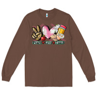Chestnut Peace love teach Long Sleeve Tee - CowGirlArtShop