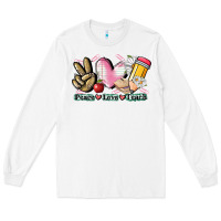 White Peace love teach Long Sleeve Tee - CowGirlArtShop