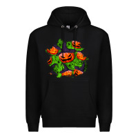 Black halloween pumpkin patch Premium Hoodie - BundleAndBundleShop