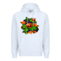 White halloween pumpkin patch Premium Hoodie - BundleAndBundleShop