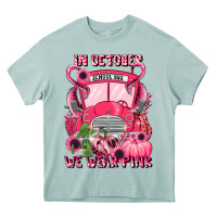 In October We Wear Pink Halloween School Bus Heavy Core Tee | Teevron