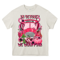 Cream in october we wear pink halloween school bus Heavy Core Tee - LillyAllenDesigns