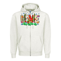 Oatmeal Heather love Christmas Zipper Hoodie - CowhideDigitalArt
