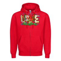 Red love Christmas Zipper Hoodie - CowhideDigitalArt