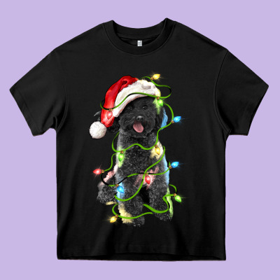 Christmas Black Poodles Dog Heavy Core Tee Designed By Lillyallendesigns
