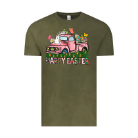 Vintage Olive Happy Easter Day truck Vintage Tee - HowdyJamesFarm