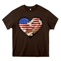 Chocolate Brown western usa flag heart Heavy Core Tee - JahusDesignShop