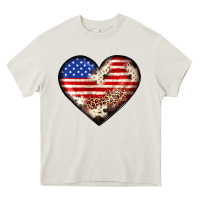 Cream western usa flag heart Heavy Core Tee - JahusDesignShop