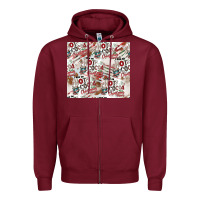 Burgundy hot cocoa christmas cheer pattern Zipper Hoodie - CowhideDigitalArt