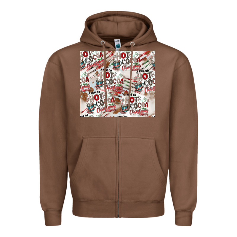 Hot Cocoa Christmas Cheer Pattern Zipper Hoodie by CowhideDigitalArt | Teevron