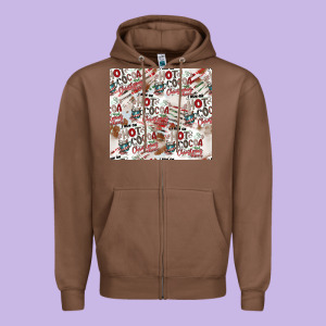 Hot Cocoa Christmas Cheer Pattern Zipper Hoodie Designed By Cowhidedigitalart
