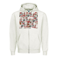 Oatmeal Heather hot cocoa christmas cheer pattern Zipper Hoodie - CowhideDigitalArt