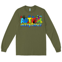 Army Green Autism acceptance Long Sleeve Tee - CowGirlArtShop