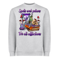 Heather Grey spells and potions for all afflictions Heavyweight Sweatshirt - BundleAndBundleShop