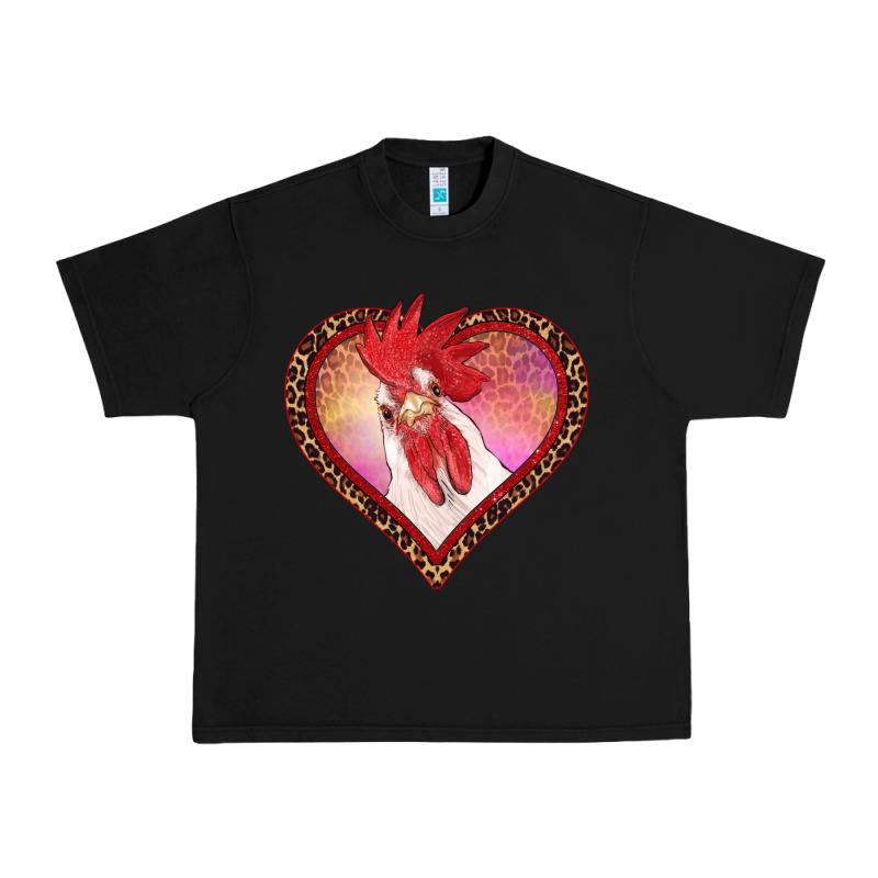 Valentines Day Rooster With Leopard Heart Urban Heavy Tee by RanaPortraitStore | Teevron