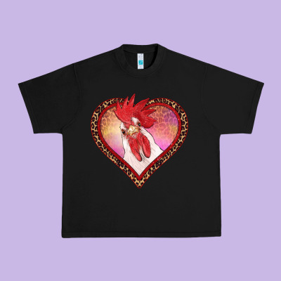 Valentines Day Rooster With Leopard Heart Urban Heavy Tee Designed By Ranaportraitstore