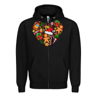 Black love Christmas  heart Zipper Hoodie - CowhideDigitalArt