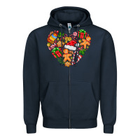 Navy love Christmas  heart Zipper Hoodie - CowhideDigitalArt