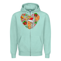 Seafoam love Christmas  heart Zipper Hoodie - CowhideDigitalArt