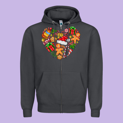 Love Christmas  Heart Zipper Hoodie Designed By Cowhidedigitalart