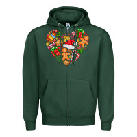 Sports Green love Christmas  heart Zipper Hoodie - CowhideDigitalArt