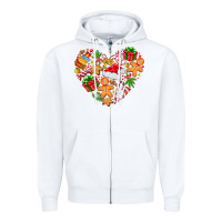 White love Christmas  heart Zipper Hoodie - CowhideDigitalArt