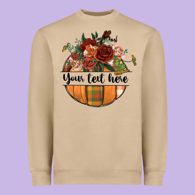Preview Customize Floral Pumpkin Heavyweight Sweatshirt Designed By Bundleandbundleshop