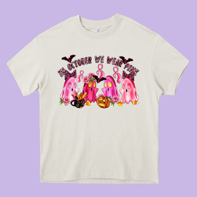 In October We Wear Pink Heavy Core Tee Designed By Lillyallendesigns