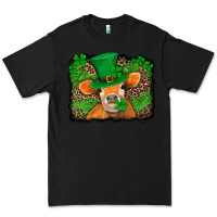 Black st patricks orange cow with leopard background Premium Tee - Jasminsmagicworld
