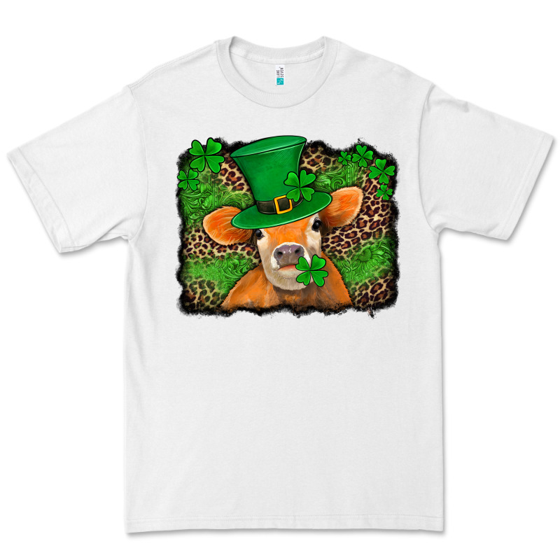 St Patricks Orange Cow With Leopard Background Premium Tee by Jasminsmagicworld | Teevron