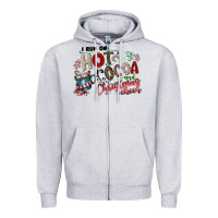 Heather Grey I Run Hot Cocoa And Christmas Cheer Zipper Hoodie - CowhideDigitalArt