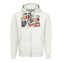 Oatmeal Heather I Run Hot Cocoa And Christmas Cheer Zipper Hoodie - CowhideDigitalArt