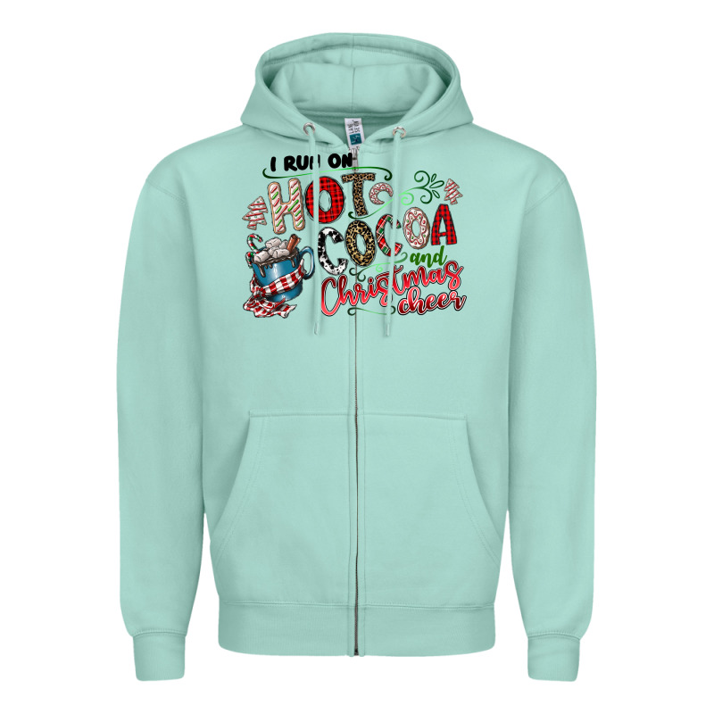 I Run Hot Cocoa And Christmas Cheer Zipper Hoodie by CowhideDigitalArt | Teevron