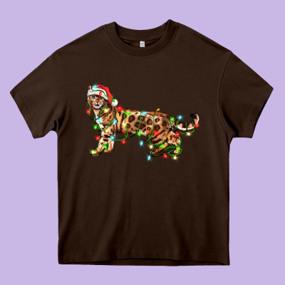 Christmas Bengal Cat Heavy Core Tee Designed By Lillyallendesigns