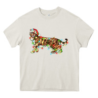 Cream christmas bengal cat Heavy Core Tee - LillyAllenDesigns