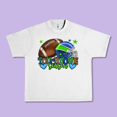 Touchdown Season American Football Green And Blue Urban Heavy Tee Designed By Howdyjamesfarm
