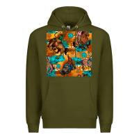 Army Green cowboy rodeo seamless pattern Premium Hoodie - BundleAndBundleShop