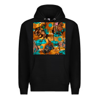 Black cowboy rodeo seamless pattern Premium Hoodie - BundleAndBundleShop
