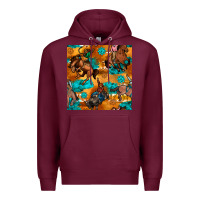 Burgundy cowboy rodeo seamless pattern Premium Hoodie - BundleAndBundleShop